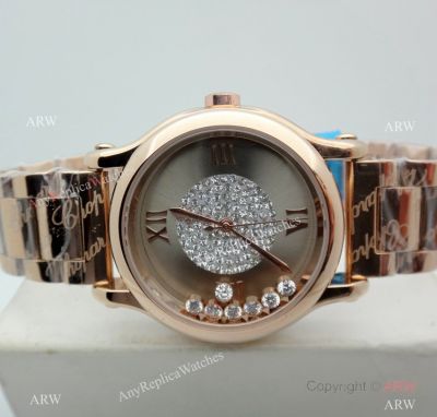 High Quality Chopard Happy Sport Quartz Watch Rose Gold Gray Dial-Best Replica Chopard Watches